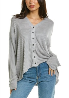 Chaser Thermal Waffle Button Down Top In Greystone