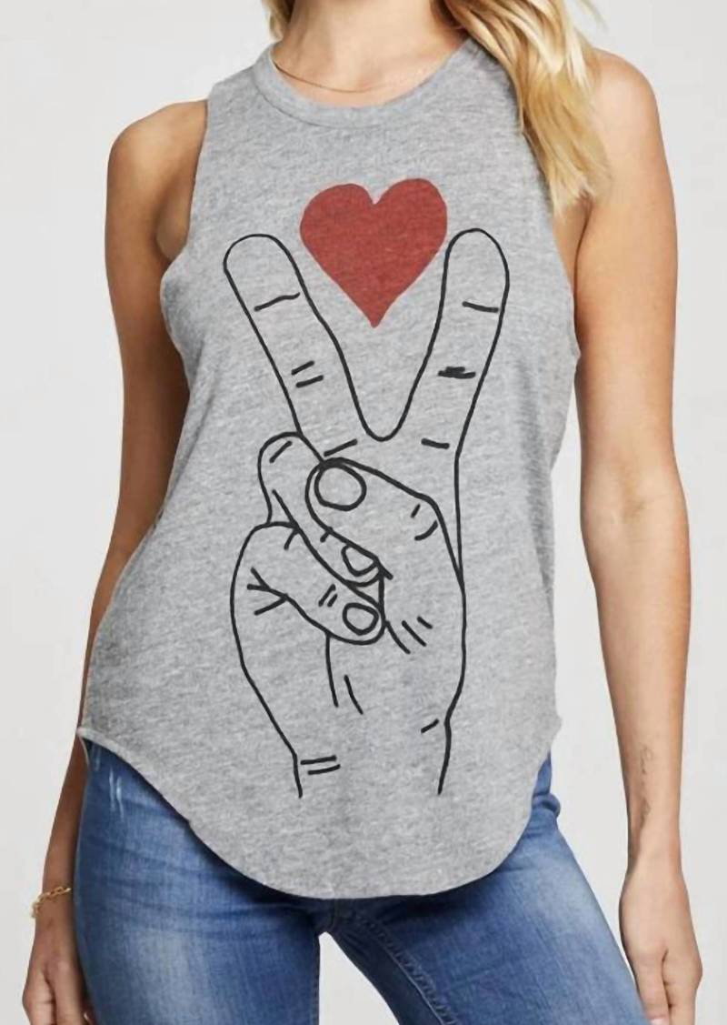 Chaser Triblend Muscle Tank Peace And Love In Streaky Grey