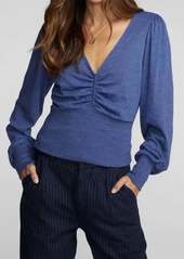 Chaser Triblend V-Neck Long Sleeve Top In Lapis Blue