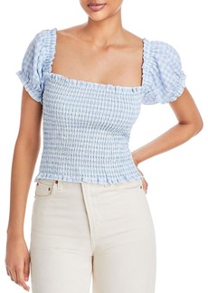 Chaser Womens Ruched Square-Neck Cropped