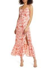 Chelsea28 Cinch Front Maxi Slipdress in Pink- Orange Floral Texture at Nordstrom
