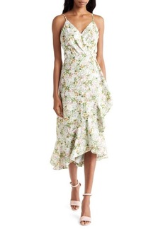 Chelsea28 Faux Wrap Floral Midi Dress in White Nightingale Floral at Nordstrom