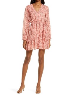 Chelsea28 Floral Long Sleeve Chiffon Dress in Pink- Red Abstract Floral at Nordstrom