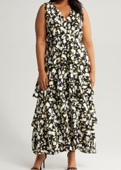 Chelsea28 Floral Print Sleeveless Tiered Ruffle Maxi Dress
