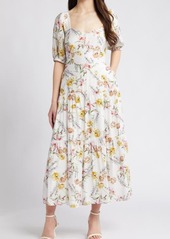 Chelsea28 Floral Tiered Puff Sleeve Maxi Dress