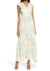 Chelsea28 Ruffle Tie Waist Dress in Ivory Watercolor Floral at Nordstrom