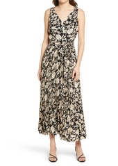 Chelsea28 Floral Surplice Sleeveless Dress in Black- Brown Floral at Nordstrom