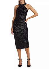 Chiara Boni La Petite Robe Akike Sequined Halter Cocktail Dress