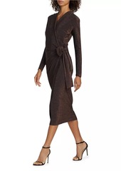 Chiara Boni La Petite Robe Antan Starry Metallic Jersey Faux-Wrap Midi-Dress