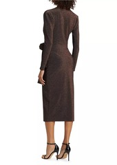 Chiara Boni La Petite Robe Antan Starry Metallic Jersey Faux-Wrap Midi-Dress