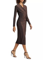 Chiara Boni La Petite Robe Antan Starry Metallic Jersey Faux-Wrap Midi-Dress