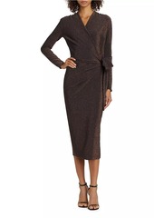 Chiara Boni La Petite Robe Antan Starry Metallic Jersey Faux-Wrap Midi-Dress