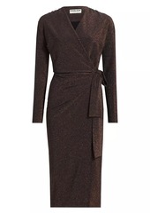 Chiara Boni La Petite Robe Antan Starry Metallic Jersey Faux-Wrap Midi-Dress