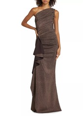 Chiara Boni La Petite Robe Aziza Metallic Jersey One-Shoulder Gown