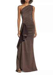 Chiara Boni La Petite Robe Aziza Metallic Jersey One-Shoulder Gown