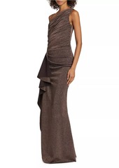 Chiara Boni La Petite Robe Aziza Metallic Jersey One-Shoulder Gown