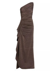 Chiara Boni La Petite Robe Aziza Metallic Jersey One-Shoulder Gown