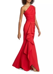 Chiara Boni La Petite Robe Aziza Ruched One-Shoulder Gown