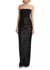 Chiara Boni La Petite Robe Baloc Paillettes Sequined Strapless Maxi Dress