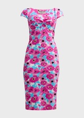 Chiara Boni La Petite Robe Battiata Floral-Print Twist-Front Midi Dress
