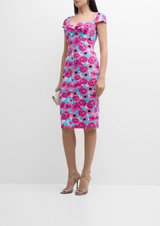 Chiara Boni La Petite Robe Battiata Floral-Print Twist-Front Midi Dress