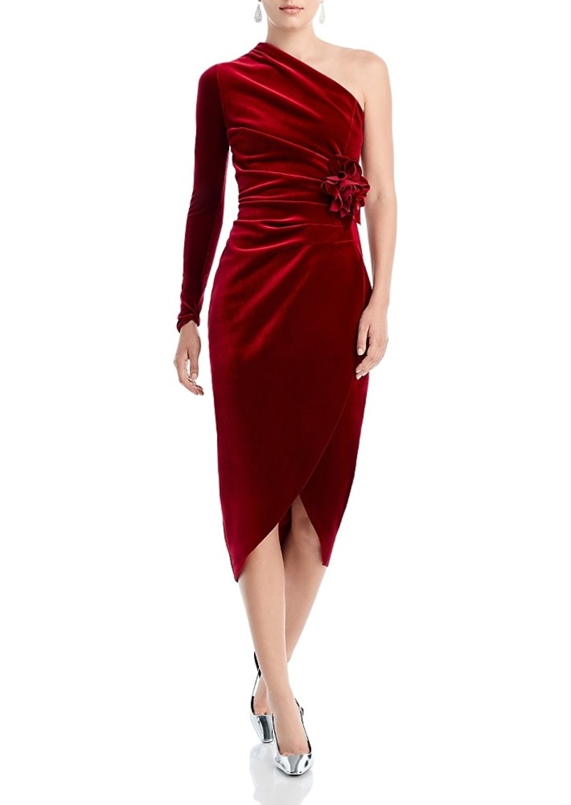Chiara Boni La Petite Robe Agapios Velvet One Shoulder Dress