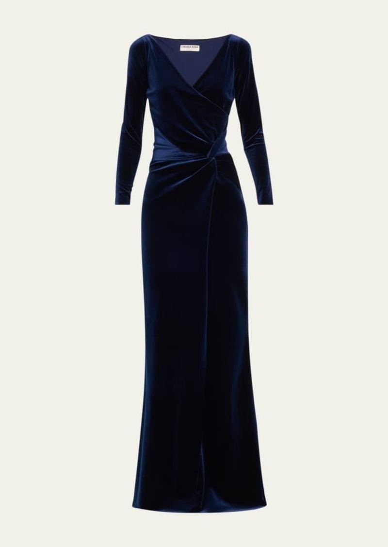 Chiara Boni La Petite Robe Axas Side-Twist Velvet Trumpet Gown