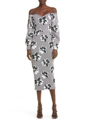 Chiara Boni La Petite Robe Ventura Floral Long Sleeve Off the Shoulder Midi Dress