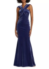 Chiara Boni La Petite Robe Datai Velvet V-Neck Gown