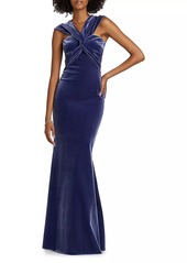 Chiara Boni La Petite Robe Datai Velvet V-Neck Gown