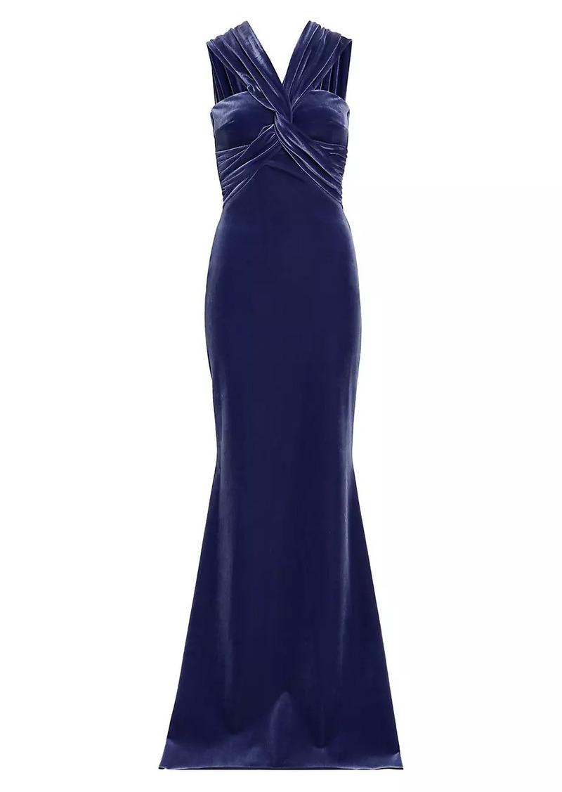 Chiara Boni La Petite Robe Datai Velvet V-Neck Gown