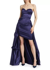 Chiara Boni La Petite Robe Docces Satin Strapless High-Low Gown