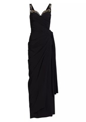 Chiara Boni La Petite Robe Embellished Jersey Ruched Gown