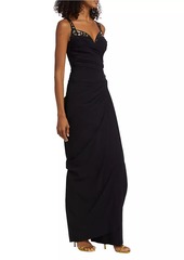 Chiara Boni La Petite Robe Embellished Jersey Ruched Gown