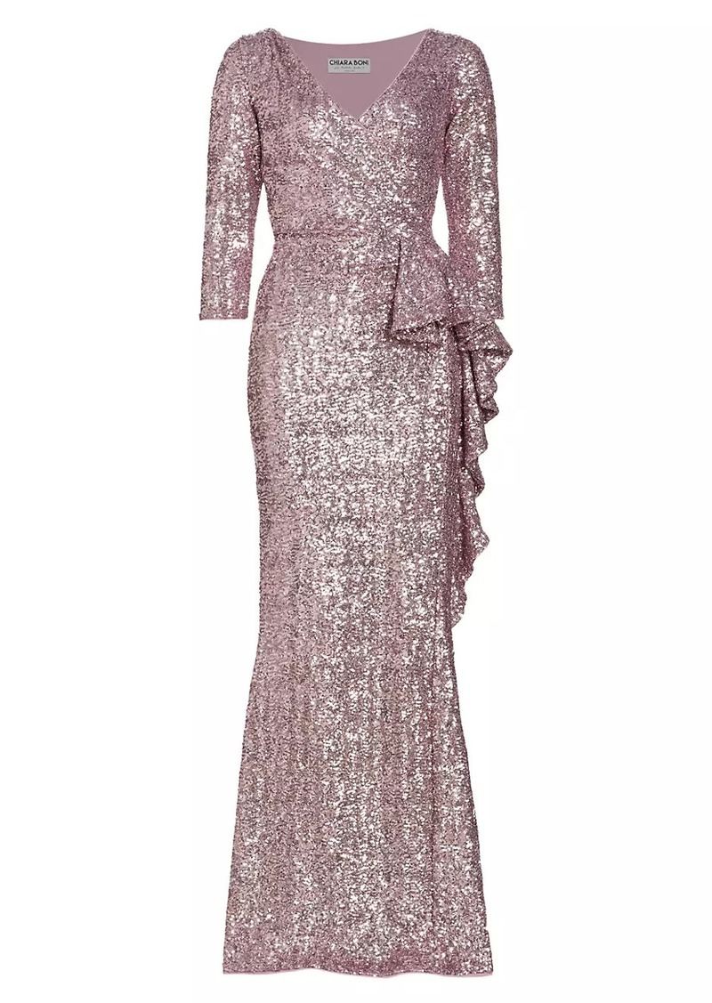 Chiara Boni La Petite Robe Fridaus Sequined Ruffle Gown
