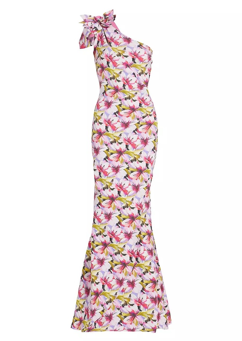 Chiara Boni La Petite Robe Gosia Floral One-Shoulder Gown