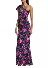 Chiara Boni La Petite Robe Gosia Floral One-Shoulder Gown