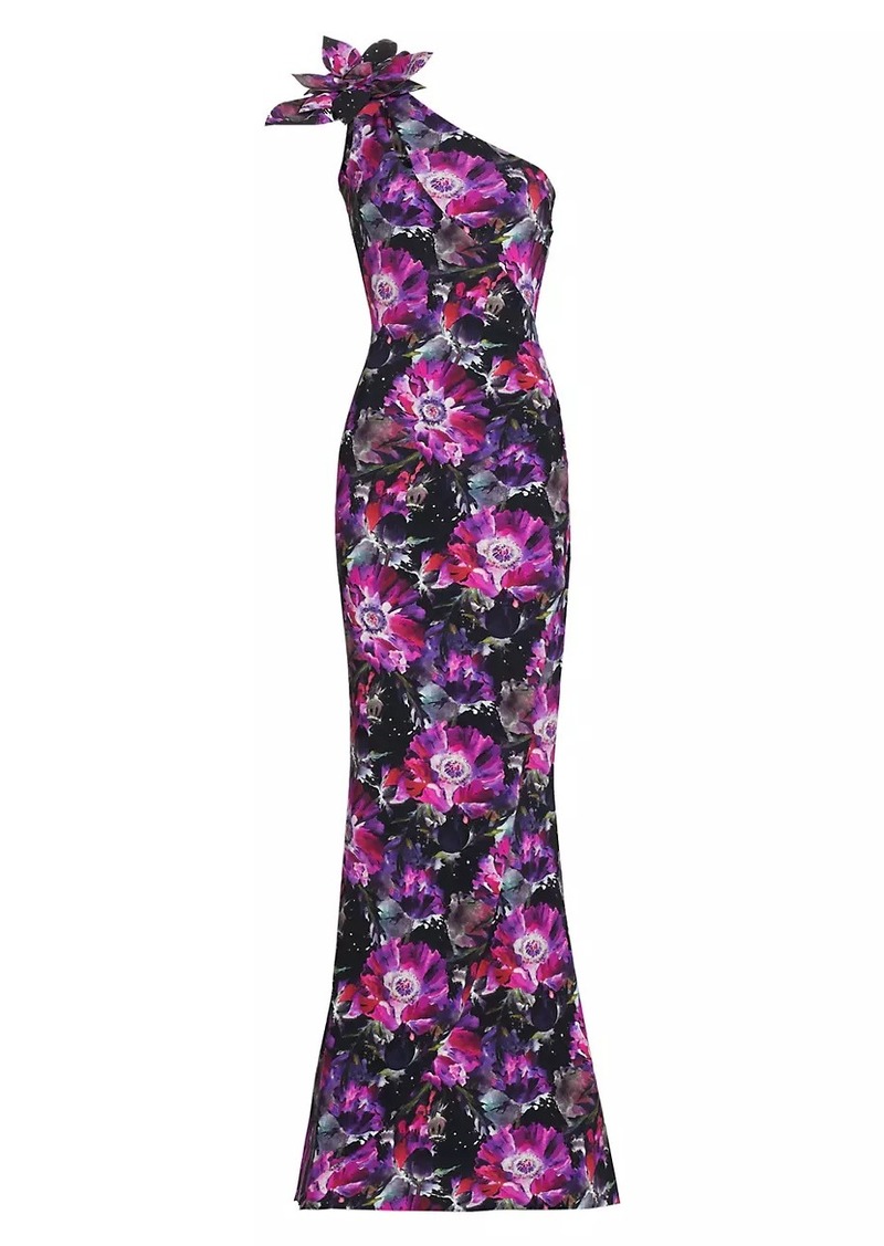 Chiara Boni La Petite Robe Gosia Floral One-Shoulder Gown