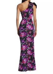 Chiara Boni La Petite Robe Gosia Floral One-Shoulder Gown