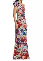 Chiara Boni La Petite Robe Gosia Floral One-Shoulder Gown