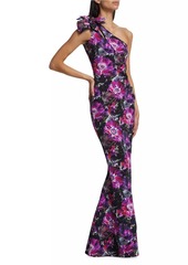 Chiara Boni La Petite Robe Gosia Floral One-Shoulder Gown