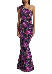 Chiara Boni La Petite Robe Gosia Floral One-Shoulder Gown