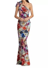 Chiara Boni La Petite Robe Gosia Floral One-Shoulder Gown