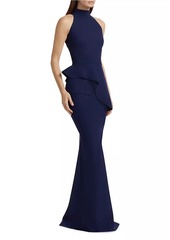 Chiara Boni La Petite Robe Guppy Halter Peplum Gown