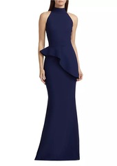 Chiara Boni La Petite Robe Guppy Halter Peplum Gown