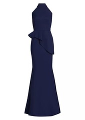 Chiara Boni La Petite Robe Guppy Halter Peplum Gown