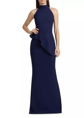 Chiara Boni La Petite Robe Guppy Halter Peplum Gown