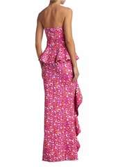 Chiara Boni La Petite Robe Hafsah Floral Ruffle Column Gown