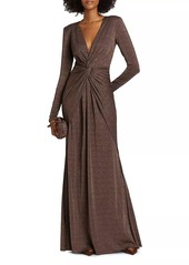 Chiara Boni La Petite Robe Hajar Metallic Jersey Twist-Front Gown