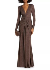 Chiara Boni La Petite Robe Hajar Metallic Jersey Twist-Front Gown